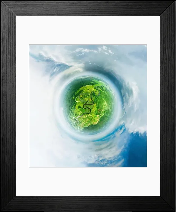 Framed Print : Aerial view green forest woods and river landscape in summer season. Top view of beautiful european nature from high attitude. Drone view. Bird's eye Framed Print : Aerial view green forest woods and river landscape in summer season. Top view of beautiful european nature from high attitude. Drone view. Bird's eye