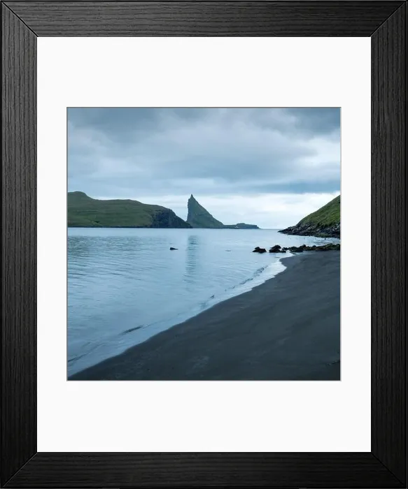 Framed Print : Dramatic view on Drangarnir and Tindholmur sea stacks in Atlantic ocean, Faroe Islands. Landscape photography