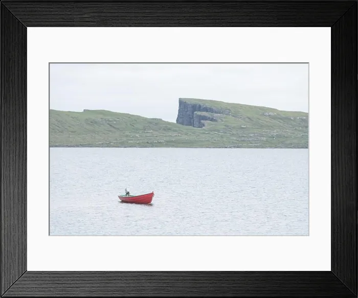 Framed Print : Morning view on lonely boat on cloudy Sorvagsvatn lake on cliffs of Vagar island, Faroe Islands, Denmark. Landscape photography Framed Print : Morning view on lonely boat on cloudy Sorvagsvatn lake on cliffs of Vagar island, Faroe Islands, Denmark. Landscape photography