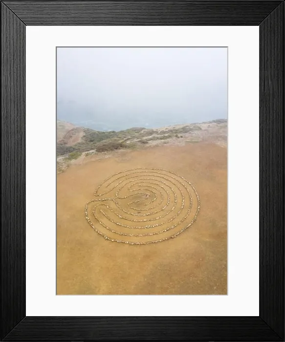 Framed Print : A circular rock labyrinth, used for meditation, is found on the edge of the Pacific Ocean just north of San Francisco in the Marin Headlands Framed Print : A circular rock labyrinth, used for meditation, is found on the edge of the Pacific Ocean just north of San Francisco in the Marin Headlands