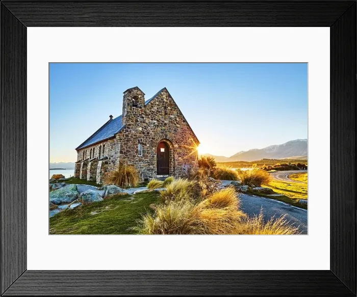 Framed Print : Church of the Good Shepherd at sunrise, Lake Tekapo, New Zealand Framed Print : Church of the Good Shepherd at sunrise, Lake Tekapo, New Zealand
