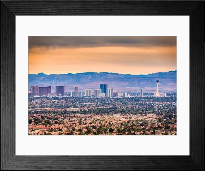 Framed Print : Las Vegas, Nevada, USA cityscape over neighborhoods at dusk Framed Print : Las Vegas, Nevada, USA cityscape over neighborhoods at dusk