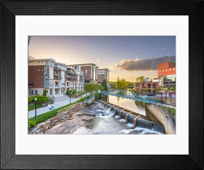 Framed Print : Greenville, South Carolina, USA downtown cityscape at dusk Framed Print : Greenville, South Carolina, USA downtown cityscape at dusk