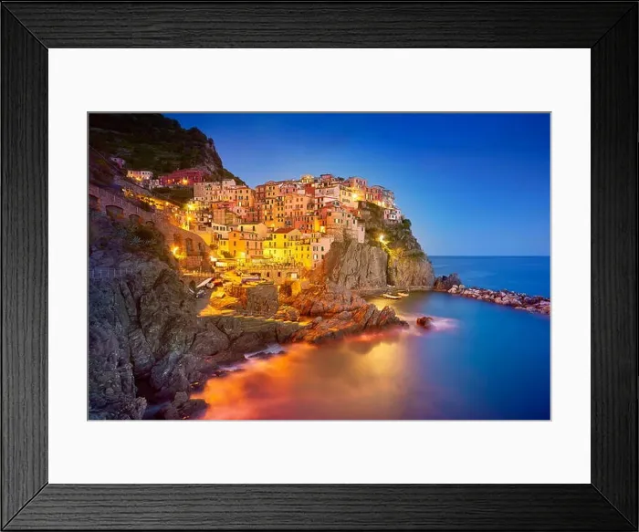 Framed Print : Manarola at evening night, Cinque Terre National Park, Liguria, Italy, UNESCO Framed Print : Manarola at evening night, Cinque Terre National Park, Liguria, Italy, UNESCO