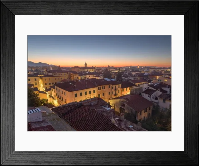 Framed Print : Pisa, Tuscany, Italy town skyline rooftop view at dawn Framed Print : Pisa, Tuscany, Italy town skyline rooftop view at dawn