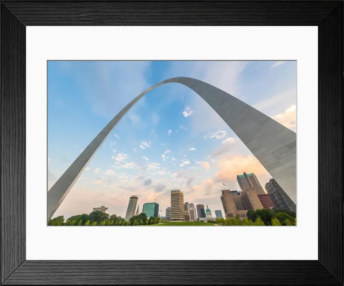 Framed Print : St. Louis, Missouri, USA city skyline and park in the morning Framed Print : St. Louis, Missouri, USA city skyline and park in the morning