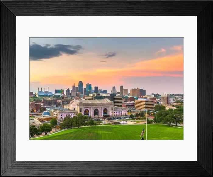 Framed Print : Kansas City, Missouri, USA downtown skyline with Union Station at dusk Framed Print : Kansas City, Missouri, USA downtown skyline with Union Station at dusk