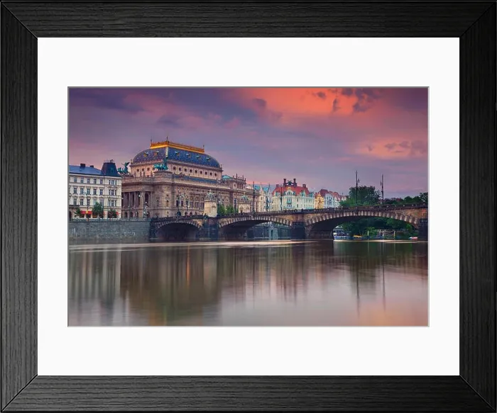 Framed Print : Prague. Image of Prague riverside with reflection of the city in Vltava River Framed Print : Prague. Image of Prague riverside with reflection of the city in Vltava River