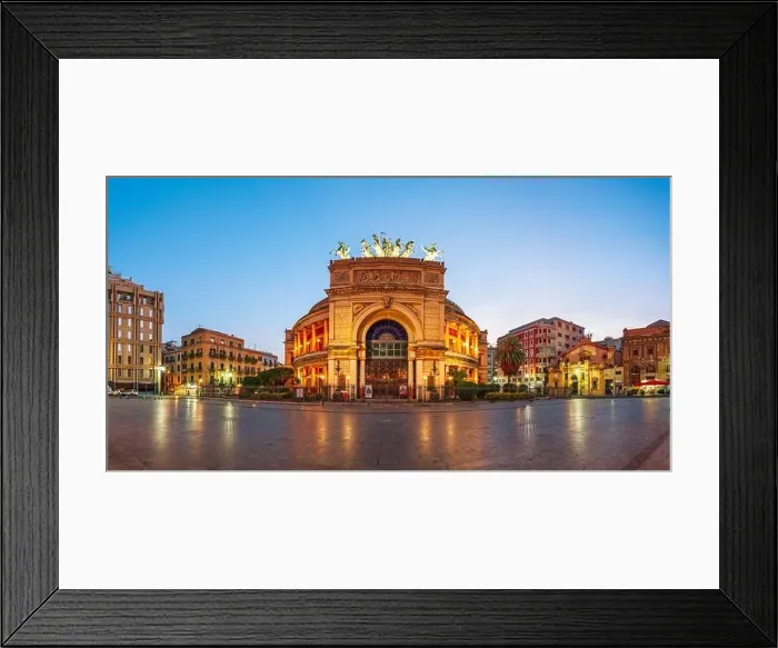 Framed Print : Palermo, Sicily, Italy at Teatro Politeama and square at twilight