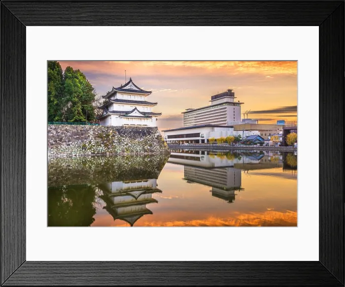 Framed Print : Nagoya, Japan castle moat at twilight Framed Print : Nagoya, Japan castle moat at twilight