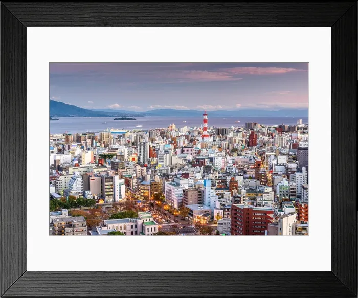 Framed Print : Kagoshima, Japan cityscape at dusk Framed Print : Kagoshima, Japan cityscape at dusk