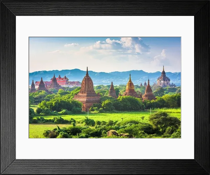 Framed Print : Bagan, Myanmar ancient temple ruins landscape in the archaeological zone in the afternoon Framed Print : Bagan, Myanmar ancient temple ruins landscape in the archaeological zone in the afternoon