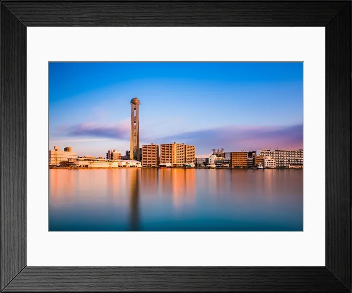 Framed Print : Shimonoseki, Japan waterfront skyline at the tower Framed Print : Shimonoseki, Japan waterfront skyline at the tower