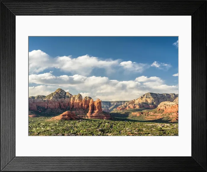 Framed Print : Sedona, Arizona, USA downtown skyline below the red rock mountains Framed Print : Sedona, Arizona, USA downtown skyline below the red rock mountains