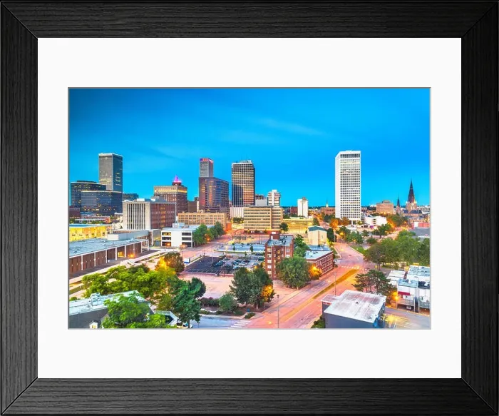 Framed Print : Tulsa, Oklahoma, USA downtown city skyline at twilight Framed Print : Tulsa, Oklahoma, USA downtown city skyline at twilight