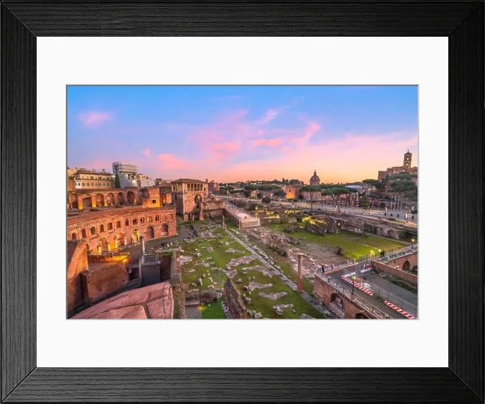 Framed Print : Rome, Italy overlooking Trajan's Forum at dusk Framed Print : Rome, Italy overlooking Trajan's Forum at dusk