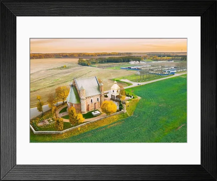 Framed Print : Synkavichy, Zelva District, Hrodna Province, Belarus. Aerial Bird's-eye View Church Of St. Michael Archangel. Eastern Orthodox Church. Belarusian Goth Framed Print : Synkavichy, Zelva District, Hrodna Province, Belarus. Aerial Bird's-eye View Church Of St. Michael Archangel. Eastern Orthodox Church. Belarusian Goth