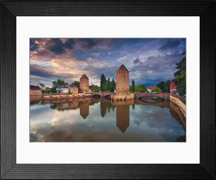Framed Print : Strasbourg. Image of Strasbourg old town during dramatic sunset Framed Print : Strasbourg. Image of Strasbourg old town during dramatic sunset