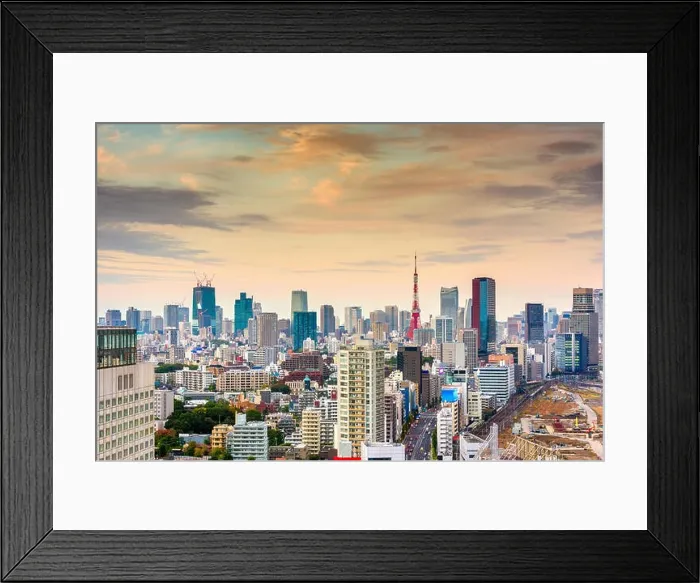 Framed Print : Tokyo, Japan downtown skyline view from aove the Shinagawa area at dusik Framed Print : Tokyo, Japan downtown skyline view from aove the Shinagawa area at dusik