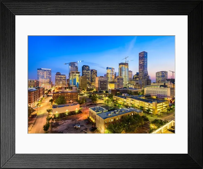 Framed Print : Houston, Texas, USA downtown city skyline at twilight Framed Print : Houston, Texas, USA downtown city skyline at twilight