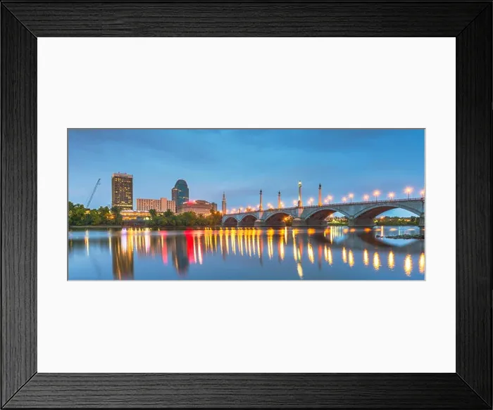Framed Print : Springfield, Massachusetts, USA downtown skyline at dusk Framed Print : Springfield, Massachusetts, USA downtown skyline at dusk