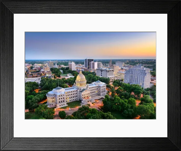 Framed Print : Jackson, Mississippi, USA cityscape at dusk Framed Print : Jackson, Mississippi, USA cityscape at dusk