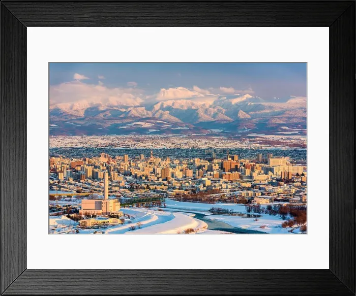 Framed Print : Asahikawa, Japan winter cityscape in Hokkaido Framed Print : Asahikawa, Japan winter cityscape in Hokkaido
