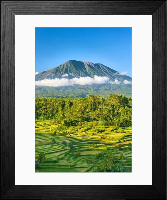 Framed Print : Gunung Agung Volcano and rice terrace landscape, Bali, Indonesia Framed Print : Gunung Agung Volcano and rice terrace landscape, Bali, Indonesia