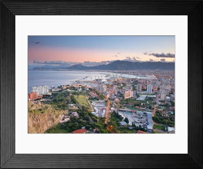 Framed Print : Palermo, Sicily, Italy. Aerial cityscape image of Palermo, Sicily with sea port at sunset Framed Print : Palermo, Sicily, Italy. Aerial cityscape image of Palermo, Sicily with sea port at sunset