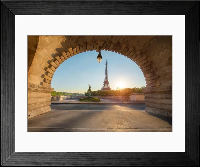 Framed Print : Eiffel tower at Paris from the river Seine in morning. Paris, France. Eiffel Tower is iron lattice tower on the Champ de Mars in Framed Print : Eiffel tower at Paris from the river Seine in morning. Paris, France. Eiffel Tower is iron lattice tower on the Champ de Mars in