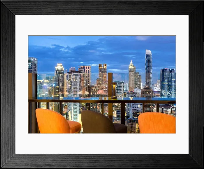 Framed Print : Bangkok skyline view point from rooftop bar in Bangkok, Thailand. Beautiful rooftop bar in Bangkok Framed Print : Bangkok skyline view point from rooftop bar in Bangkok, Thailand. Beautiful rooftop bar in Bangkok