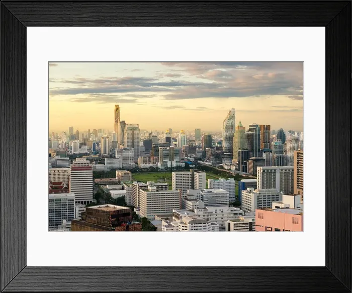 Framed Print : Bangkok view in business district with skyscraper in Bangkok, Thailand Framed Print : Bangkok view in business district with skyscraper in Bangkok, Thailand