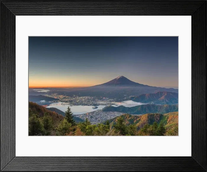 Framed Print : Mt. Fuji, Japan over Kawaguchi Lake on an autumn dawn Framed Print : Mt. Fuji, Japan over Kawaguchi Lake on an autumn dawn