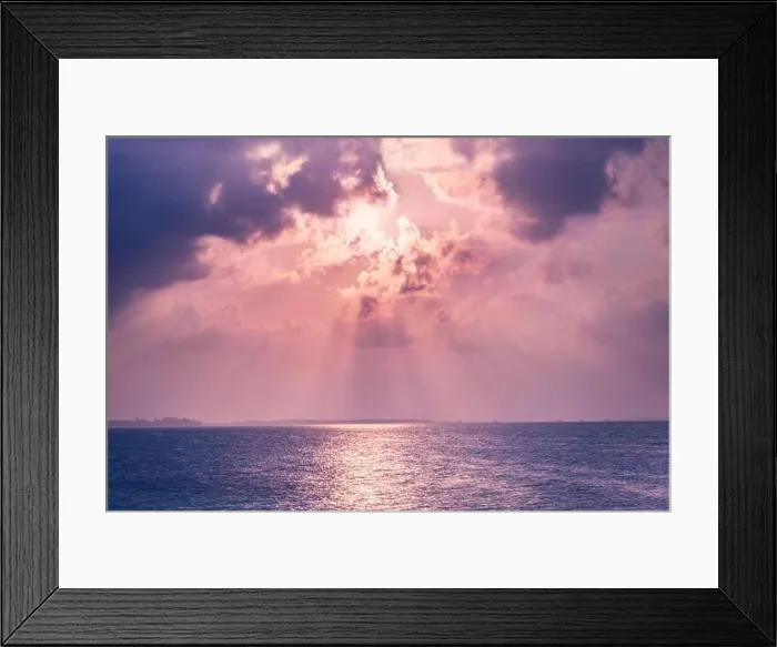 Framed Print : Inspirational calm sea with sunset sky. Meditation ocean and sky background. Colorful horizon over the water Framed Print : Inspirational calm sea with sunset sky. Meditation ocean and sky background. Colorful horizon over the water