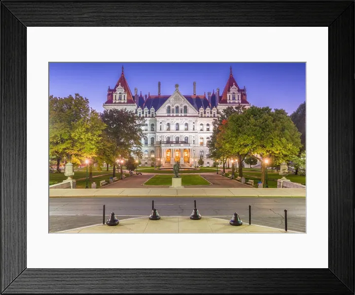 Framed Print : Albany, New York, USA at the New York State Capitol at twilight Framed Print : Albany, New York, USA at the New York State Capitol at twilight