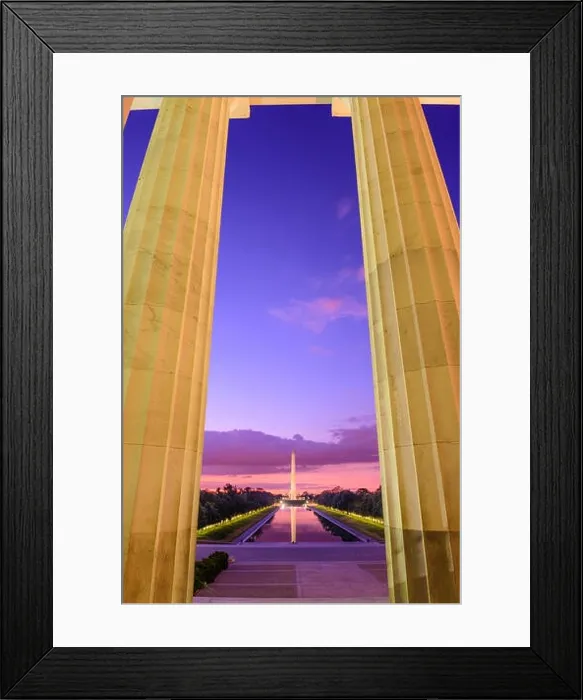 Framed Print : Washington DC at the Reflecting Pool and Washington Monument viewed from Lincoln Memorial