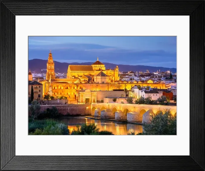 Framed Print : Cordoba, Spain old town skyline at the Mosque-Cathedral at night Framed Print : Cordoba, Spain old town skyline at the Mosque-Cathedral at night