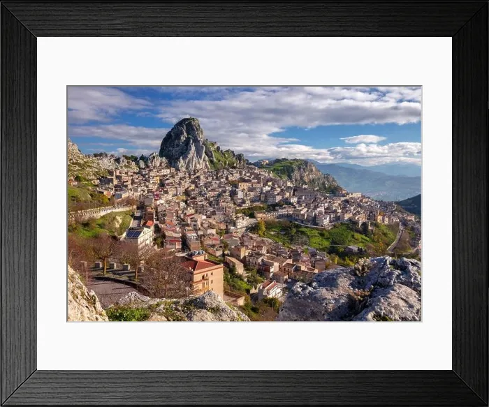 Framed Print : Caltabellotta, Sicily, Italy. Aerial cityscape image if historic town Caltabellotta in Sicily at sunrise Framed Print : Caltabellotta, Sicily, Italy. Aerial cityscape image if historic town Caltabellotta in Sicily at sunrise