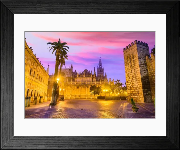 Framed Print : Seville, Spain historic cityscape in Plaza de Triunfo Framed Print : Seville, Spain historic cityscape in Plaza de Triunfo