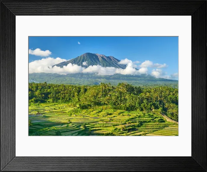 Framed Print : Gunung Agung Volcano and rice terraces field, Bali, Indonesia Framed Print : Gunung Agung Volcano and rice terraces field, Bali, Indonesia