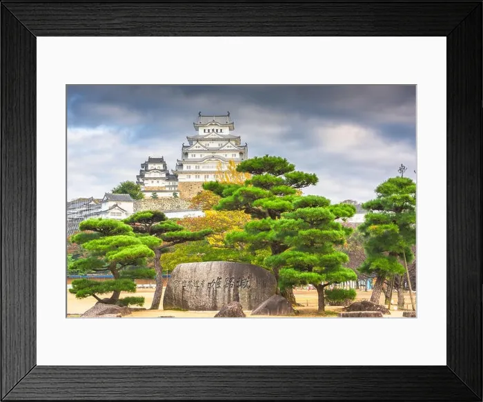 Framed Print : Himeji Castle, Himeji, Japan at the entrance. (stone engraving reads: World Heritage Site Himeji Castle') Framed Print : Himeji Castle, Himeji, Japan at the entrance. (stone engraving reads: World Heritage Site Himeji Castle')