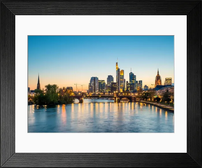 Framed Print : Frankfurt am main urban skyline with skyscrapers building at night in Frankfurt, Germany Framed Print : Frankfurt am main urban skyline with skyscrapers building at night in Frankfurt, Germany