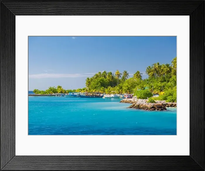 Framed Print : Dhigurah island, Maldives. December 15. 2015: Maldives local island and harbor with boats and trading carts. Tropical harbor Framed Print : Dhigurah island, Maldives. December 15. 2015: Maldives local island and harbor with boats and trading carts. Tropical harbor