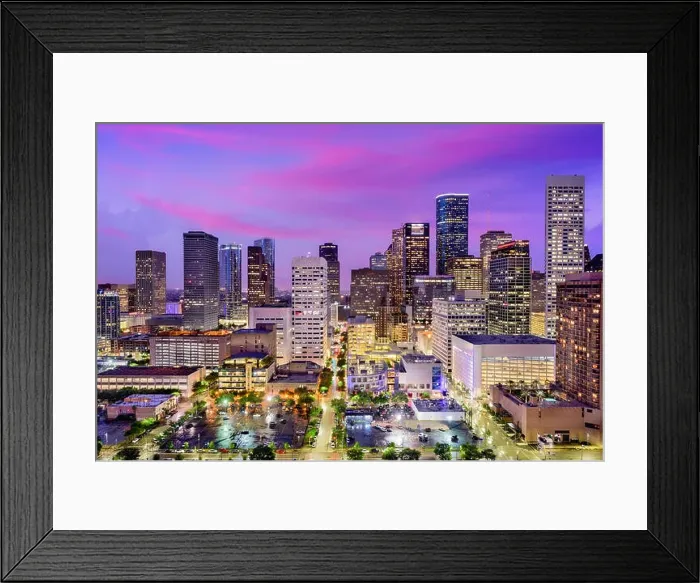 Framed Print : Houston, Texas, USA downtown city skyline Framed Print : Houston, Texas, USA downtown city skyline