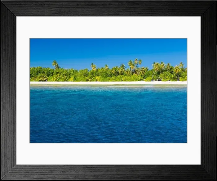Framed Print : Beautiful tropical beach with white sand, palm trees, turquoise ocean against blue sky with clouds on sunny summer day. Perfect landscape background Framed Print : Beautiful tropical beach with white sand, palm trees, turquoise ocean against blue sky with clouds on sunny summer day. Perfect landscape background