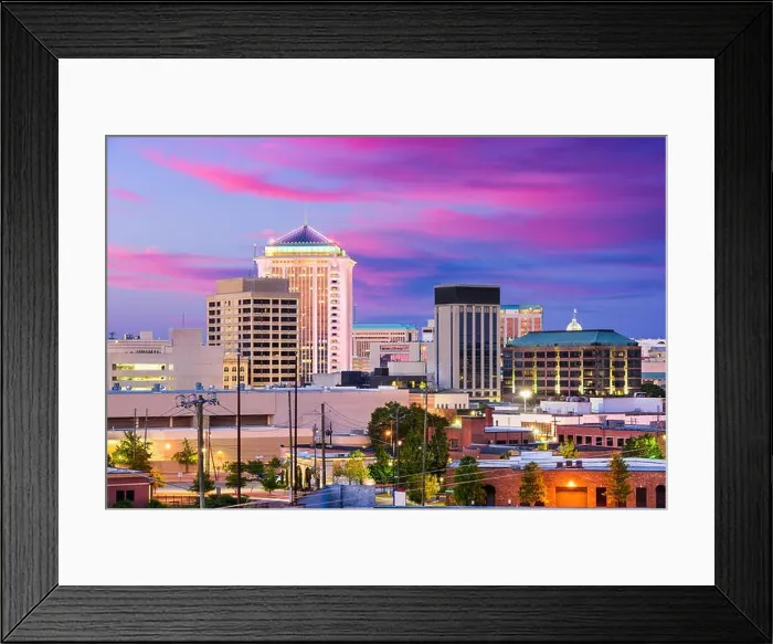 Framed Print : Montgomery, Alabama, USA downtown skyline at night Framed Print : Montgomery, Alabama, USA downtown skyline at night