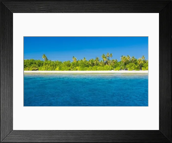 Framed Print : Beautiful tropical beach with white sand, palm trees, turquoise ocean against blue sky with clouds on sunny summer day. Perfect landscape background Framed Print : Beautiful tropical beach with white sand, palm trees, turquoise ocean against blue sky with clouds on sunny summer day. Perfect landscape background