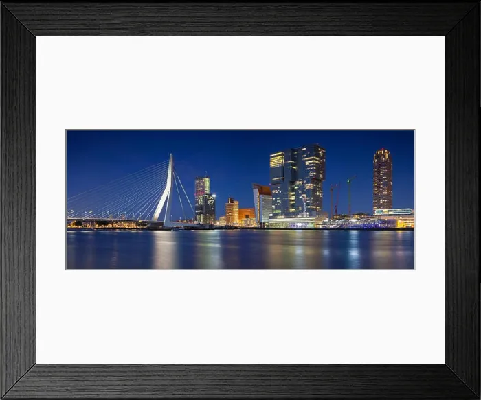 Framed Print : Rotterdam Panorama. Panoramic image of Rotterdam, Netherlands during twilight blue hour Framed Print : Rotterdam Panorama. Panoramic image of Rotterdam, Netherlands during twilight blue hour