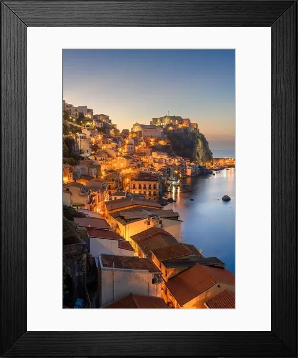 Framed Print : Scilla, Italy on the Mediterranean Sea at dusk Framed Print : Scilla, Italy on the Mediterranean Sea at dusk