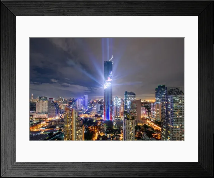 Framed Print : Light and sound show on Mahanakhon building, Mahanakhon building is tallest building in Bangkok, Thailand Framed Print : Light and sound show on Mahanakhon building, Mahanakhon building is tallest building in Bangkok, Thailand